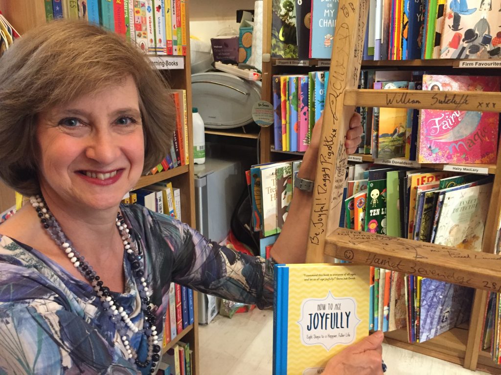 Signing the Authors’ Ladder at The Edinburgh Bookshop